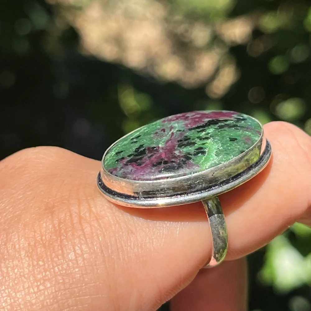 Size 10‎ silver plated ruby zoisite ring